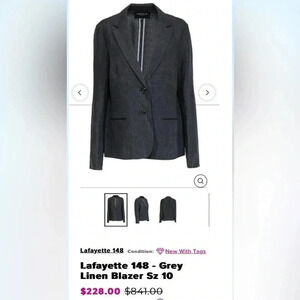 LINEN blazer,career,sz 4. Reg for 841$. Like new!quiet luxury,Lafayette 148.